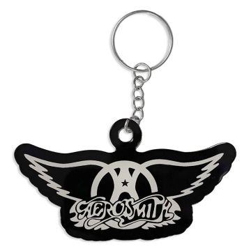 Aerosmith White On Black Logo Keychain